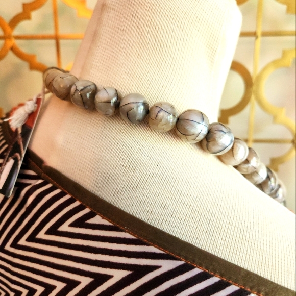 Acrylic Statement Necklace w Black and White Marbeling - Picture 14 of 17